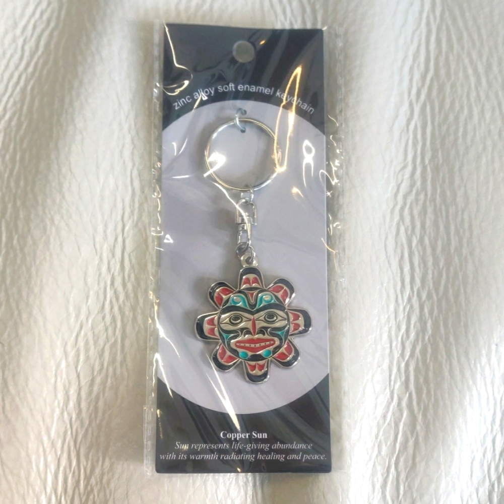 'Copper Sun' Keychain Indigenous Design by Joe Wilson, Coast Salish